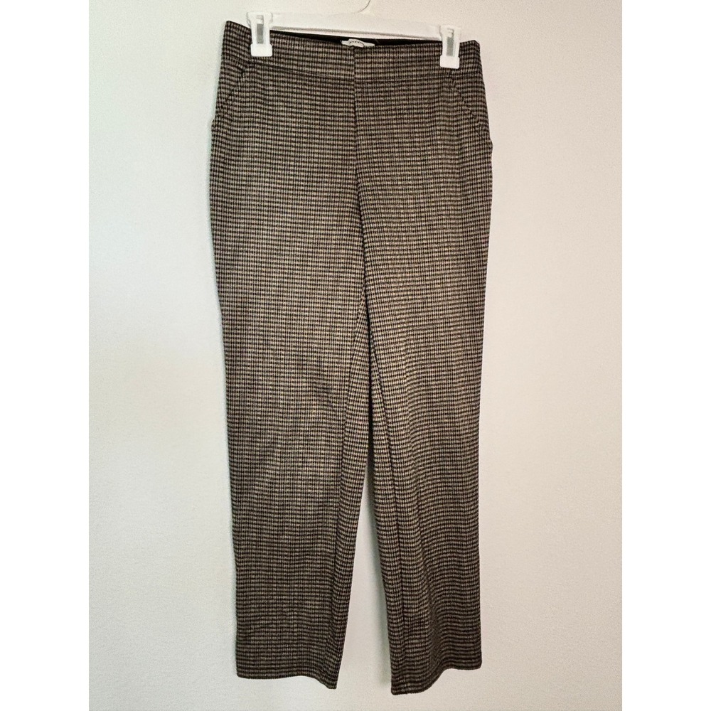 Max Studio Womens Brown Black Houndstooth Tapered Leg Pull On Pants Size M